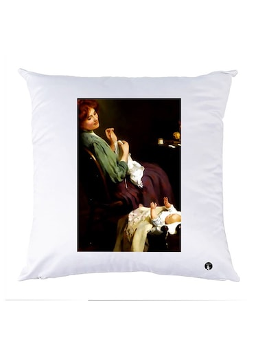 Printed Pillow Polyester White 30x30cm