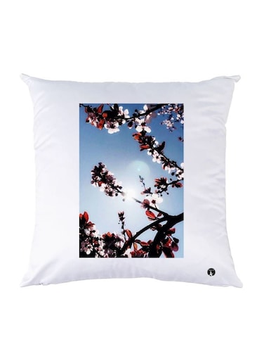 Floral Printed Throw Pillow White/Blue/Black 30x30cm