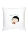 Chibi Maruko Chan Character Printed Decorative Pillow White/Beige/Black 16x16inch