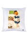 Little Girl Printed Throw Pillow White/Blue/Beige 30x30cm