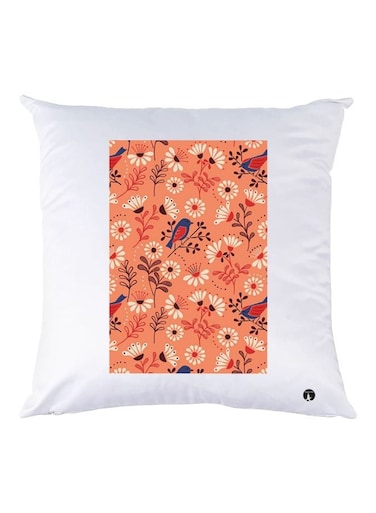 Floral Printed Throw Pillow White/Pink/Blue 30x30cm