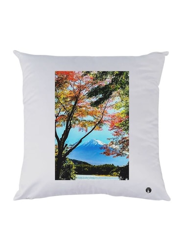 Nature Printed Decorative Throw Pillow White/Blue/Green 30x30cm