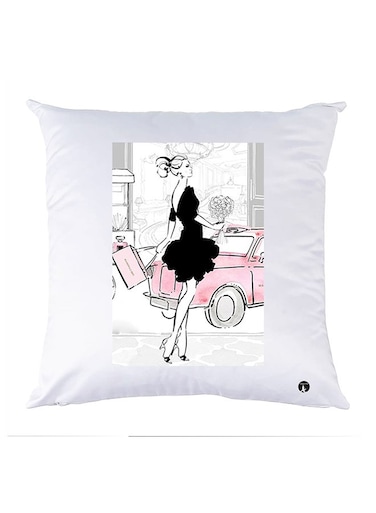Printed Pillow Polyester White 30x30cm