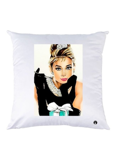 Girl Printed Throw Pillow polyester White/Black/Beige 30x30cm