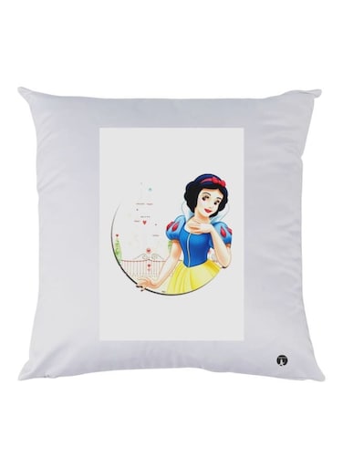 Girl Printed Throw Pillow White/Blue/Yellow 30x30cm