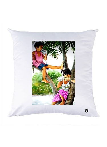 Printed Pillow Polyester White 30x30cm