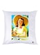 Girl Printed Decorative Throw Pillow White/Blue/Green 30x30cm