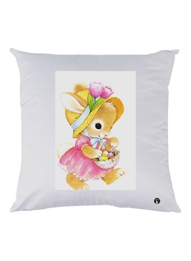 Cartoon Printed Throw Pillow White/Beige/Pink 30x30cm