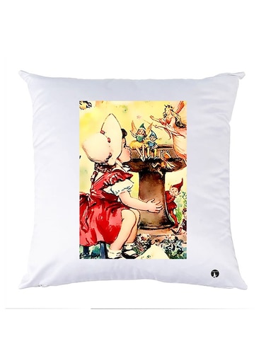 Printed Pillow Case polyester White 30x30cm