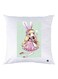 Cartoon Girl Printed Decorative Throw Pillow White/Green/Pink 30x30cm