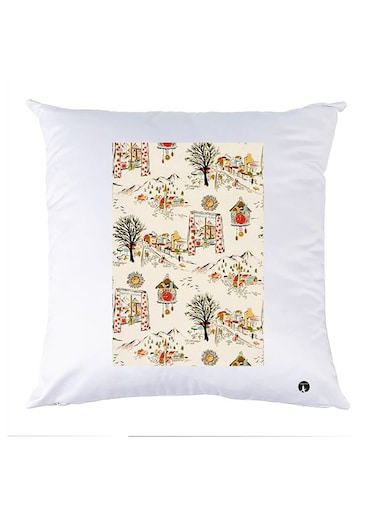 Printed Pillow Polyester White 30x30cm