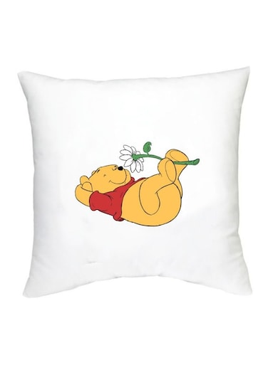 Winnie The Pooh Character Printed Decorative Pillow White/Yellow/Red 16x16inch