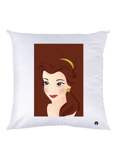 Girl Printed Throw Pillow White/Brown/Beige
