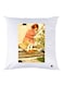 Girl Printed Decorative Throw Pillow White/Green/Pink 30x30cm
