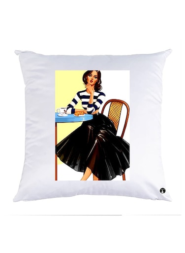 Printed Pillow Case polyester White 30x30cm