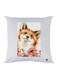 Dog Printed Throw Pillow White/Brown/Pink 30x30cm