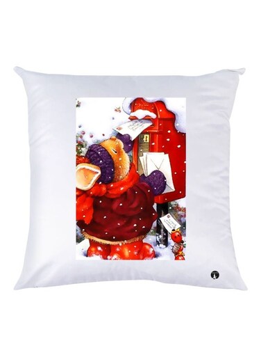 Cartoon Printed Decorative Throw Pillow White/Red/Purple 30x30cm