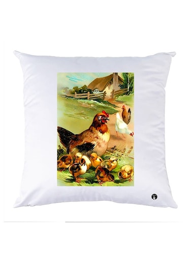 Printed Pillow Polyester White 30x30cm