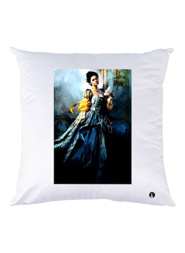 Girl Printed Throw Pillow White/Blue/Yellow 30x30cm