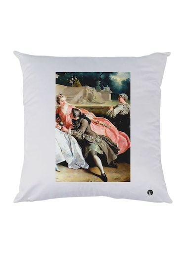 Printed Throw Pillow Polyester White/Pink/Green 30x30cm
