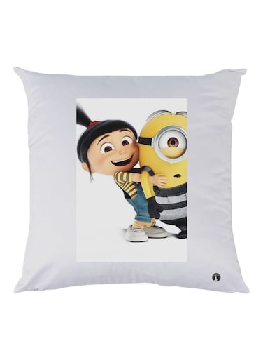 Cartoon Printed Pillow White/Yellow/Black 30x30cm
