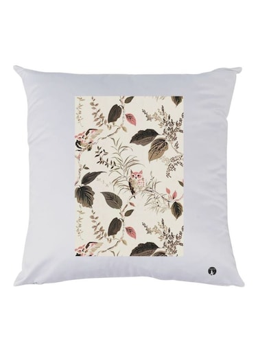 Owl Printed Decorative Throw Pillow White/Grey/Pink 30x30cm
