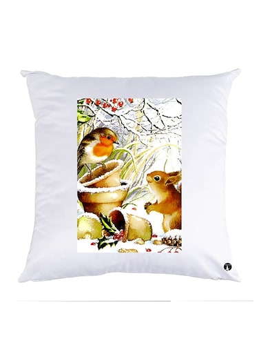 Printed Pillow Case polyester White 30x30cm