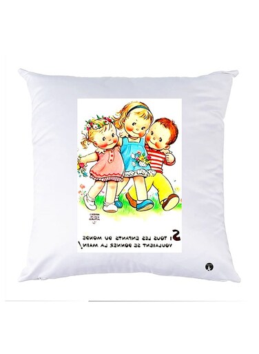 Printed Pillow polyester White 30x30cm