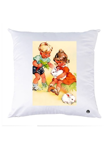 Printed Pillow Case polyester White 30x30cm