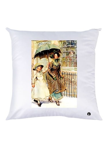 Printed Decorative Throw Pillow White/Yellow/Green 30x30cm