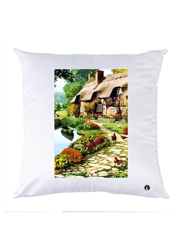 Printed Pillow polyester White 30x30cm
