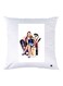 Girl Printed Throw Pillow White/Blue/Black 30x30cm