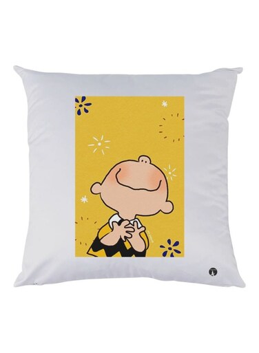 Cartoon Printed Decorative Throw Pillow White/Yellow/Black 30x30cm