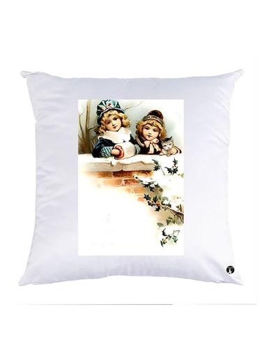 Printed Pillow Case Polyester White 30x30cm