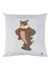 Dog With Bow Printed Decorative Throw Pillow White/Brown/Beige 30x30cm