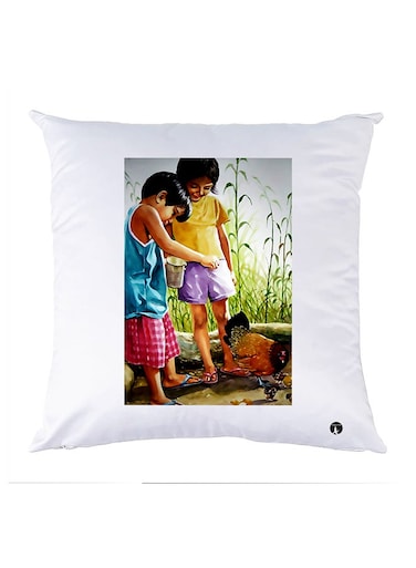 Printed Pillow Case polyester White 30x30cm
