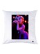 Girl Printed Throw Pillow White/Pink/Black 30x30cm