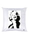 Lady Printed Throw Pillow White/Black 30x30cm