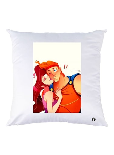 Cartoon Printed Throw Pillow White/Red/Orange 40x40cm