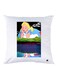 Cartoon Printed Throw Pillow White/Blue/Yellow 30x30cm