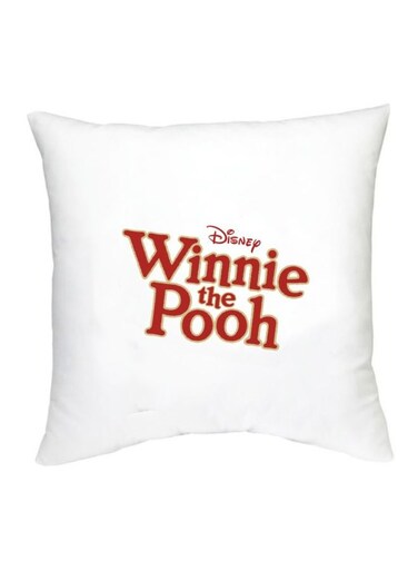 Winnie The Pooh Printed Decorative Pillow White/Red 16x16inch