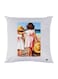Girls At Beach Printed Decorative Throw Pillow White/Blue/Beige 30x30cm