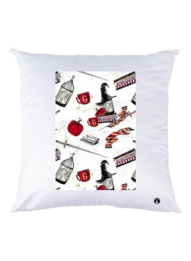 Harry Potter Theme Printed Throw Pillow White/Red/Black