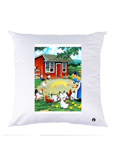 Printed Pillow Case polyester White 30x30cm