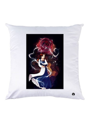 Girl Printed Throw Pillow White/Blue/Brown 30x30cm