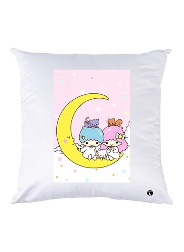 Cartoon Printed Throw Pillow polyester White/Yellow/Pink 30x30cm