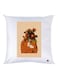 Girl With Flowers Printed Throw Pillow White/Brown/Green 30x30cm