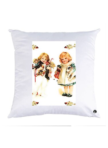 Printed Pillow Polyester White 30x30cm