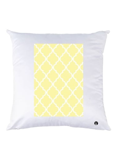 Decorative Printed Throw Pillow White/Yellow 30x30cm