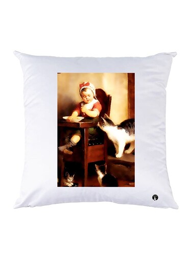 Printed Pillow Case polyester White 30x30cm